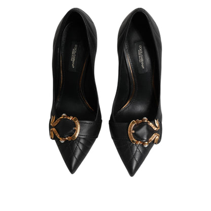 Dolce & Gabbana Black Devotion Leather Heels Pumps Shoes