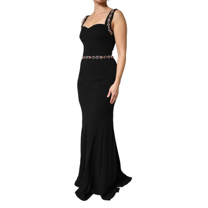 Dolce & Gabbana Black Embellished Sheath MermaidGown Dress