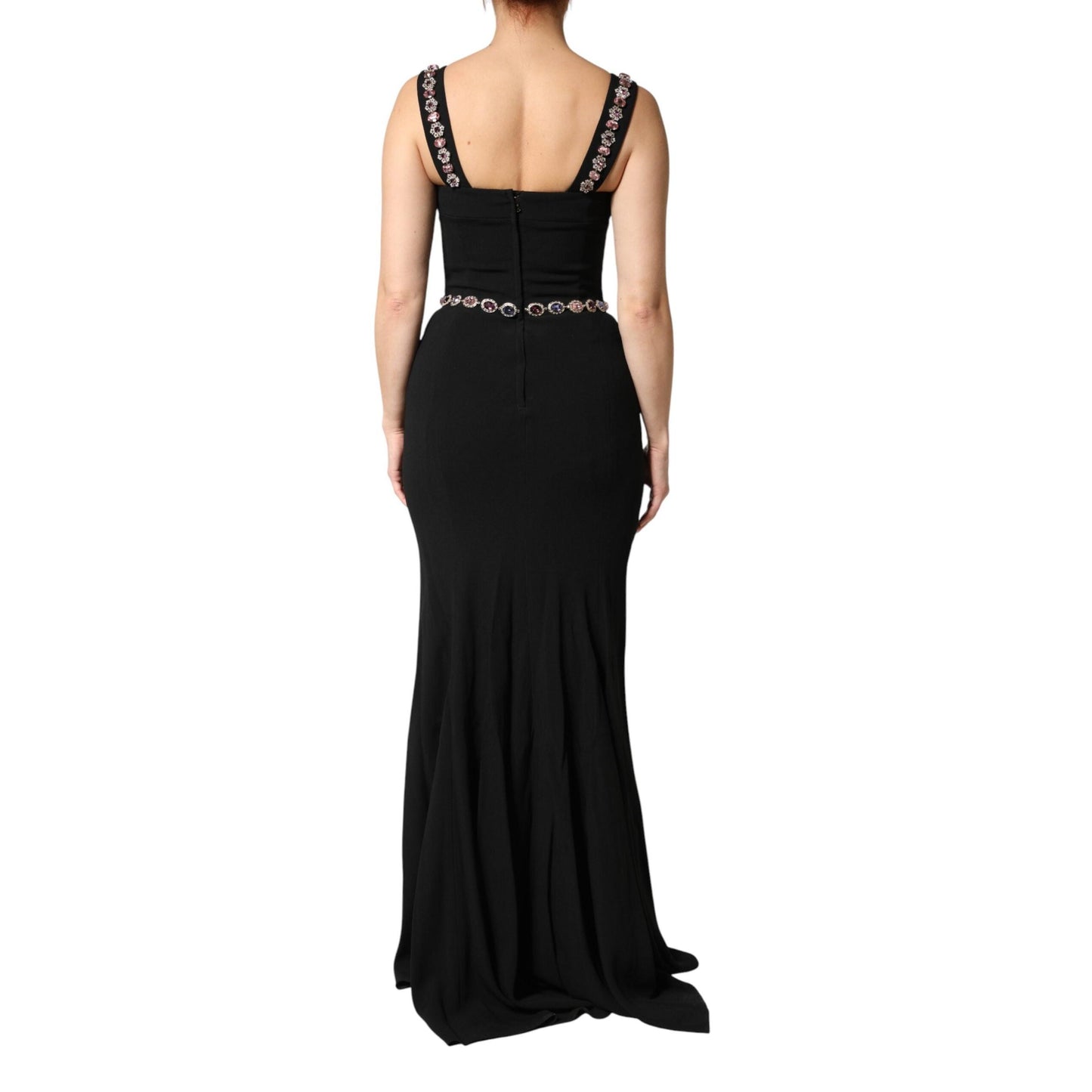 Dolce & Gabbana Black Embellished Sheath MermaidGown Dress