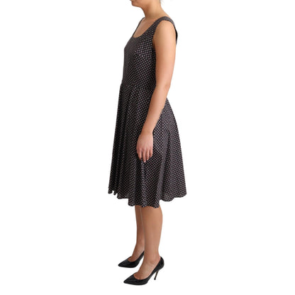 Dolce & Gabbana Black Floral Cotton A-Line Stretch Dress