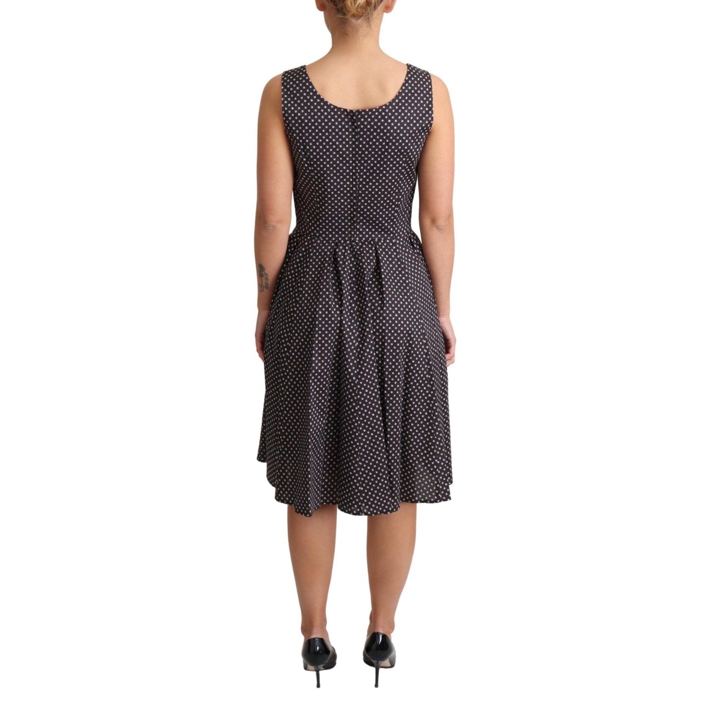 Dolce & Gabbana Black Floral Cotton A-Line Stretch Dress
