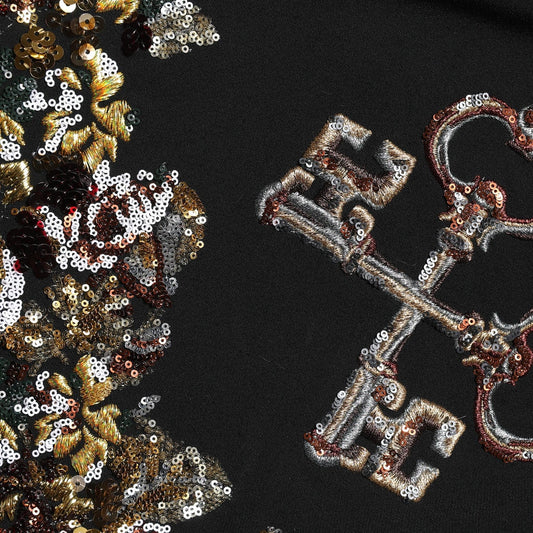 Dolce & Gabbana Black Floral Embellished A-line Mini Skirt