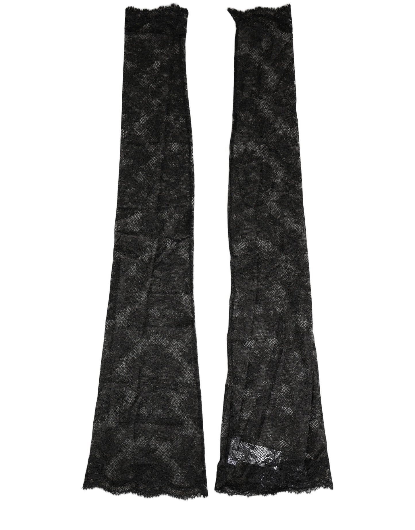 Dolce & Gabbana Black Floral Lace Nylon Stretch Knee High Socks
