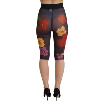 Dolce & Gabbana Black Floral Leggings Stretch Waist Pants