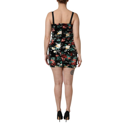 Dolce & Gabbana Black Floral Sequin Sleeveless Sheath Dress