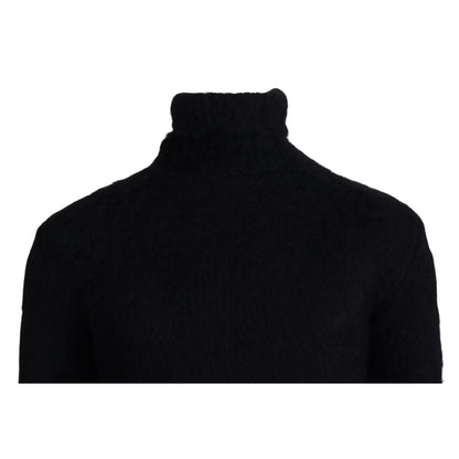 Dolce & Gabbana Black Gold Turtleneck Mohair Pullover Mens Sweater