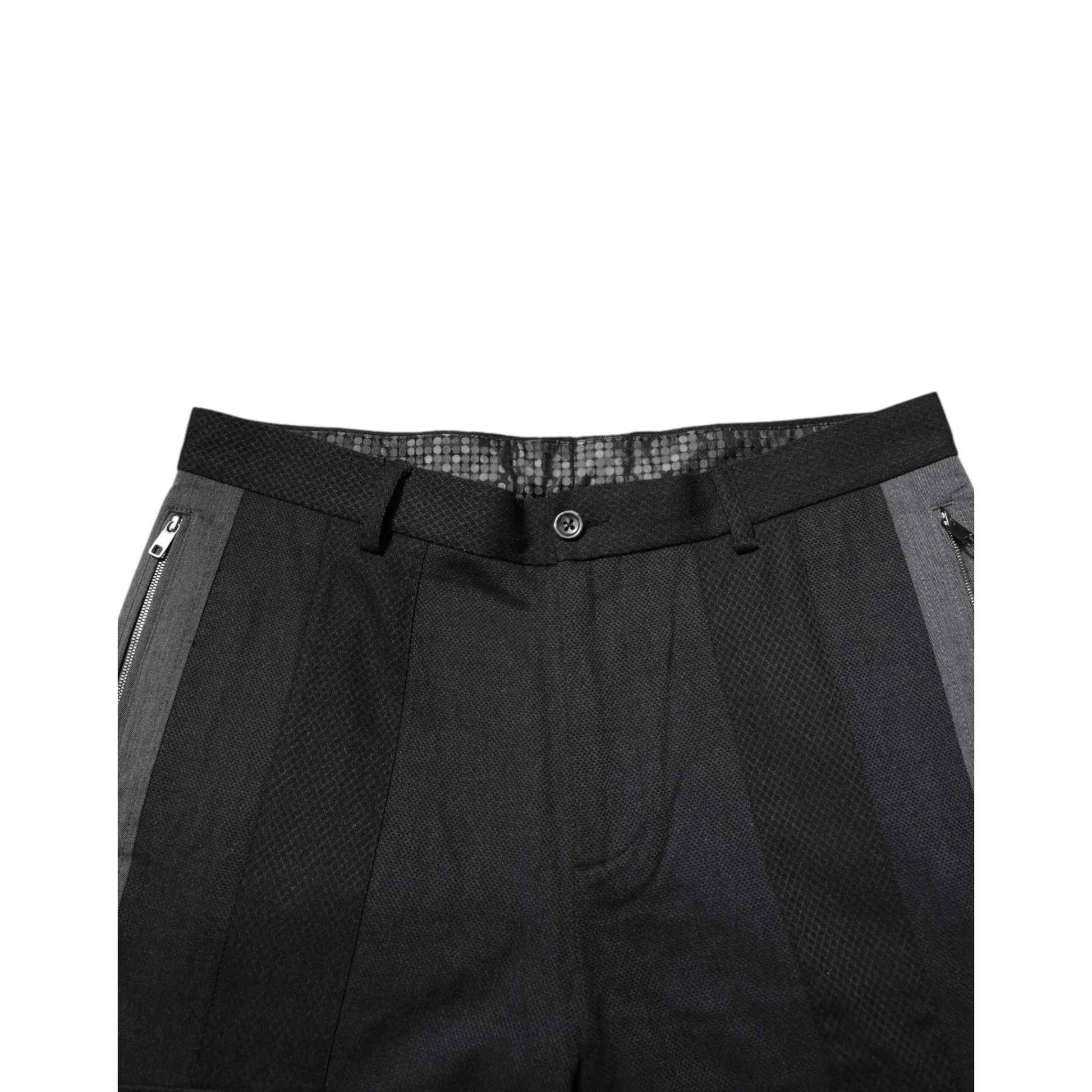 Dolce & Gabbana Black Gray Cotton Dress Formal Trouser Pants