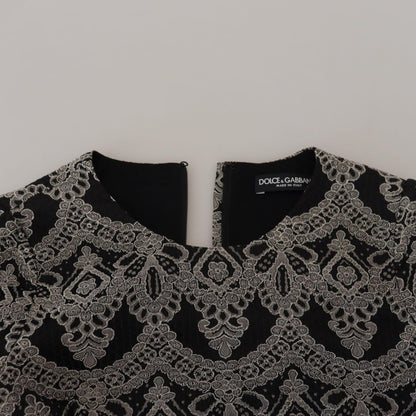 Dolce & Gabbana Black Gray Jacquard Sheath Bodycon Dress