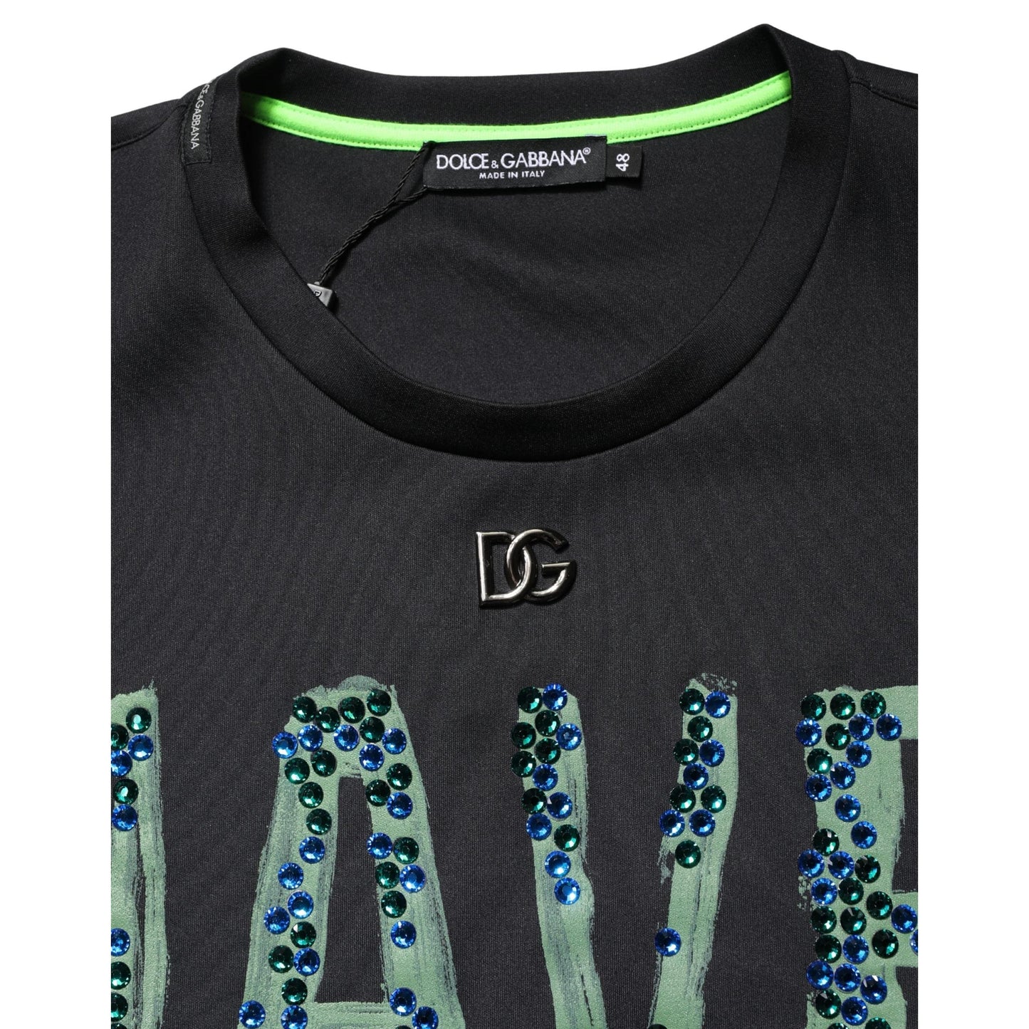 Dolce & Gabbana Black Have Fun Embellished Crew Neck T-shirt