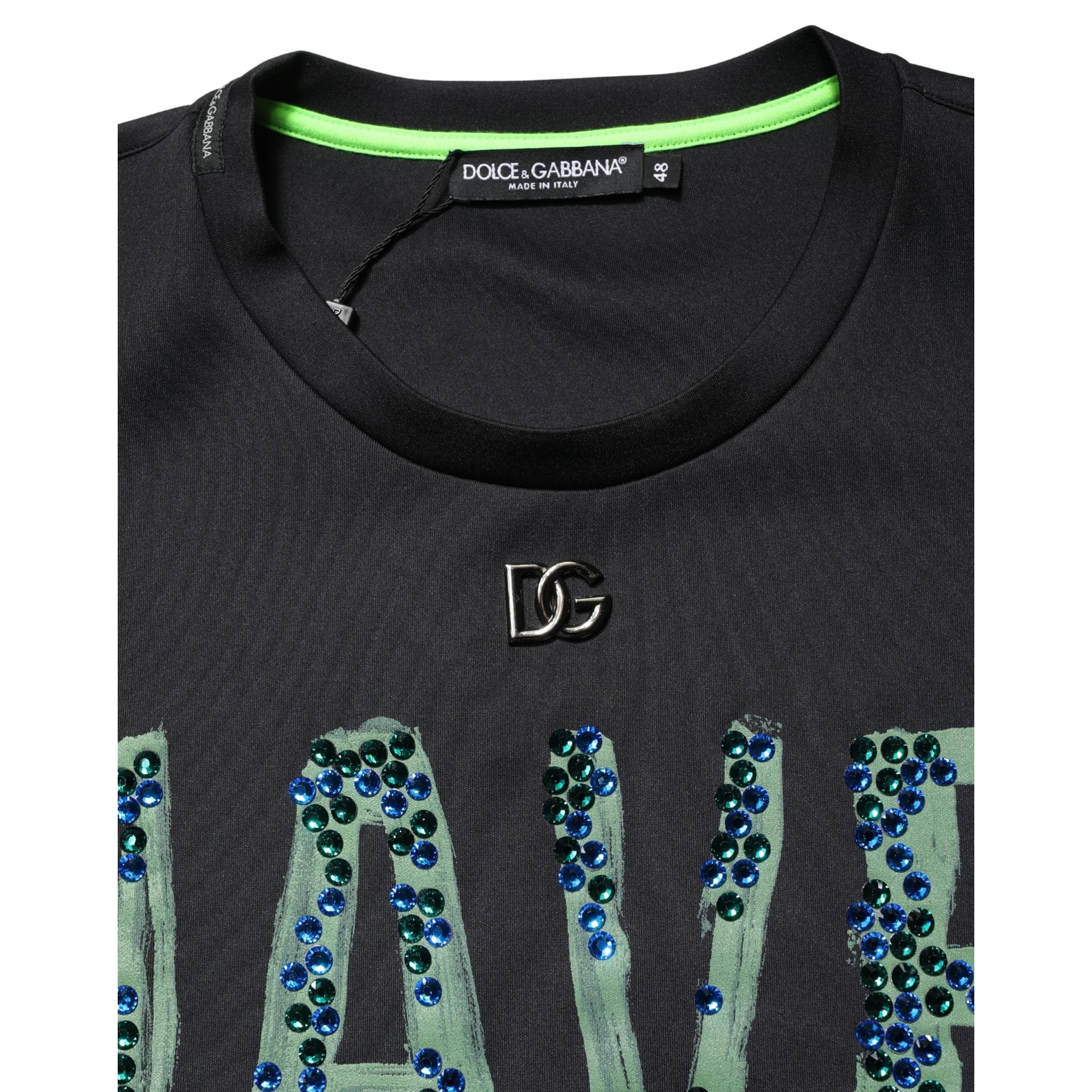Dolce & Gabbana Black Have Fun Embellished Crew Neck T-shirt