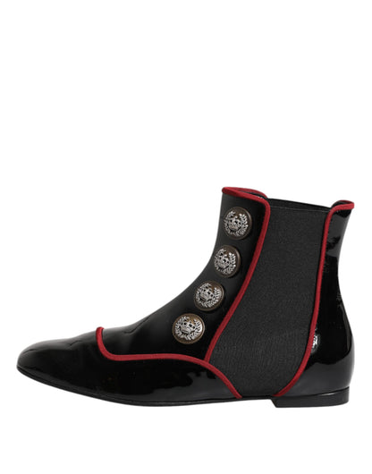 Dolce & Gabbana Black Jackie Buttoned Chelsea Boots Shoes