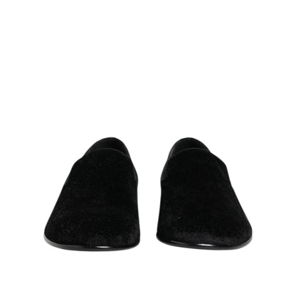 Dolce & Gabbana Black Jacquard Loafers Formal Men Dress Shoes