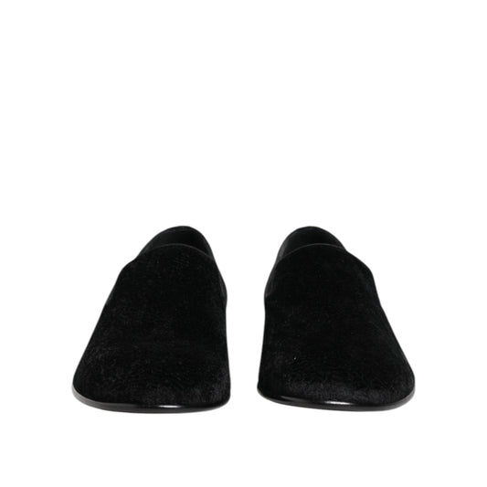 Dolce & Gabbana Black Jacquard Loafers Formal Men Dress Shoes