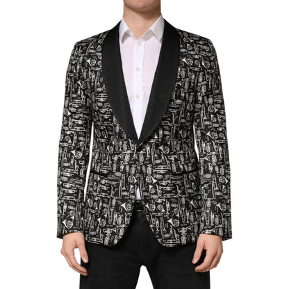 Dolce & Gabbana Black Jazz Club Silk Single Breasted Blazer