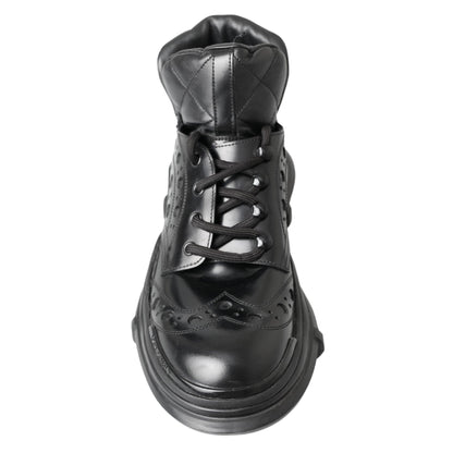 Dolce & Gabbana Black Leather Ankle Casual Boots