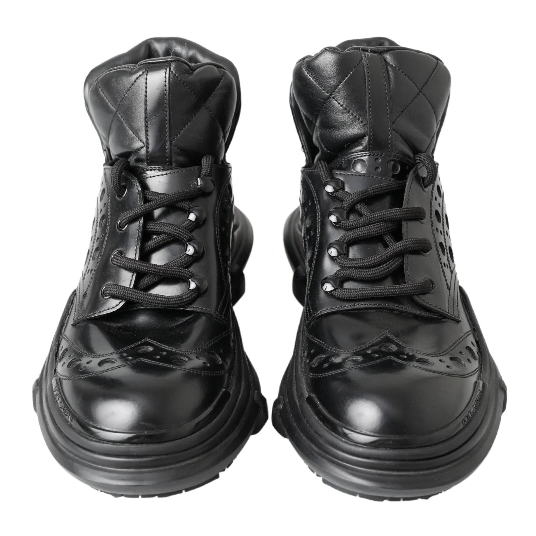 Dolce & Gabbana Black Leather Ankle Casual Boots