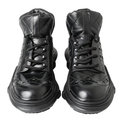 Dolce & Gabbana Black Leather Ankle Casual Boots
