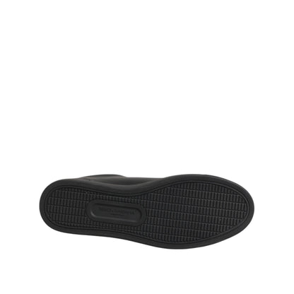 Dolce & Gabbana Black Leather Crystal Heart Low Top Sneakers Shoes