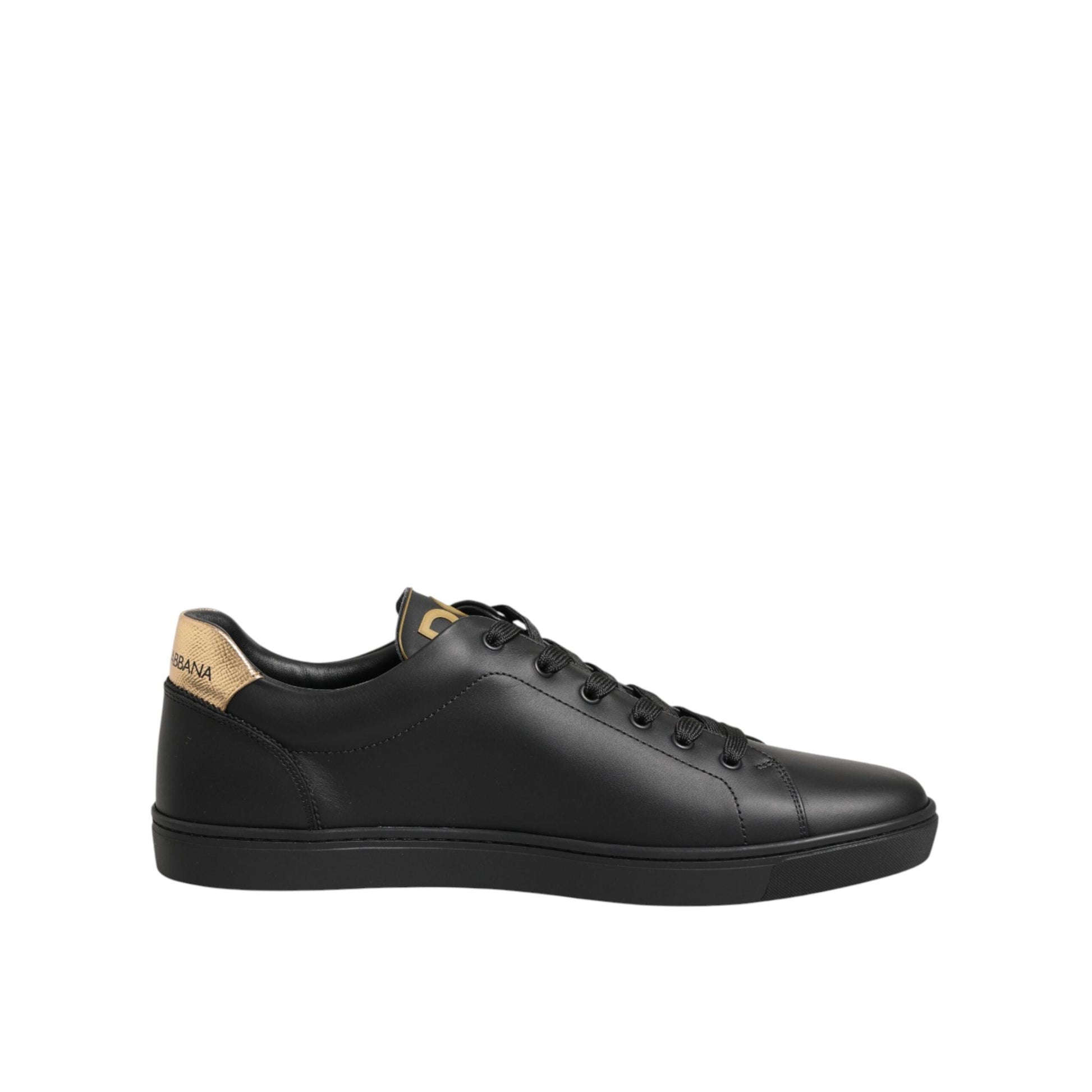Dolce & Gabbana Black Leather Heart Embellished Sneakers Shoes