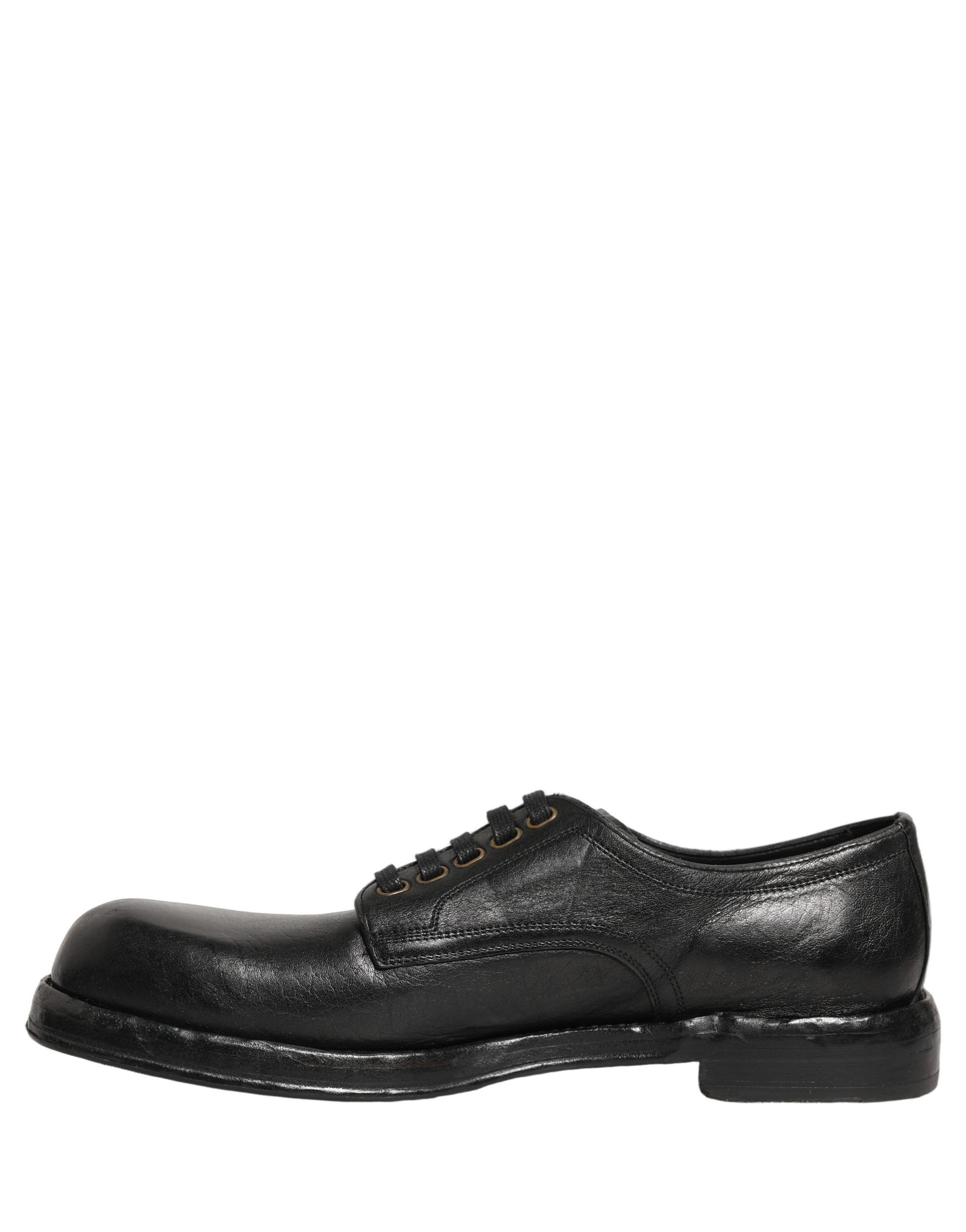 Dolce & Gabbana Black Leather Lace Up Derby Dress Men Shoes