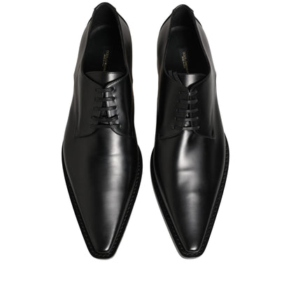 Dolce & Gabbana Black Leather Lace Up Derby Dress Shoes