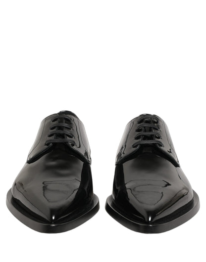 Dolce & Gabbana Black Leather Men Derby Dress Formal Shoes