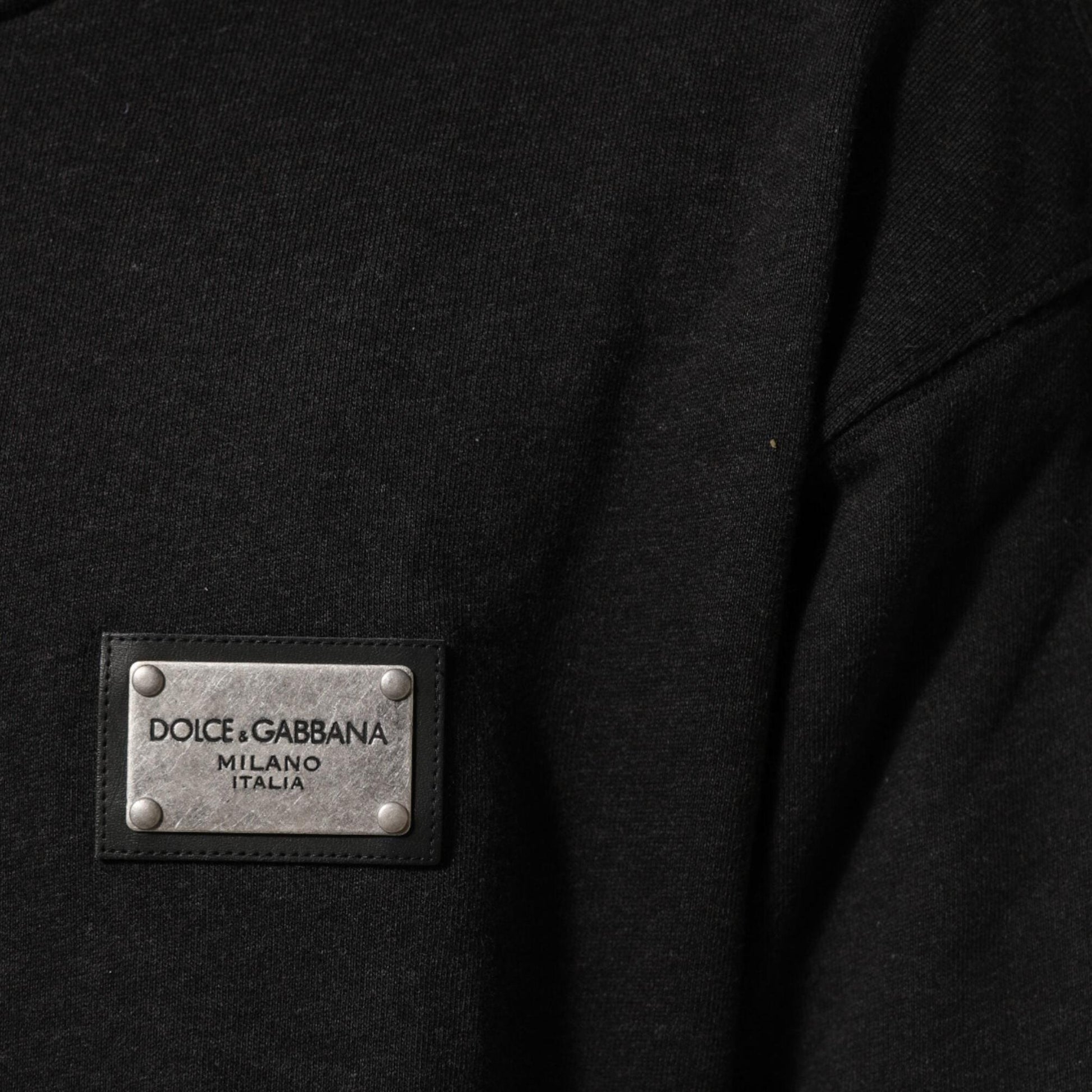 Dolce & Gabbana Black Logo FullZip Hooded Sweatshirt Sweater
