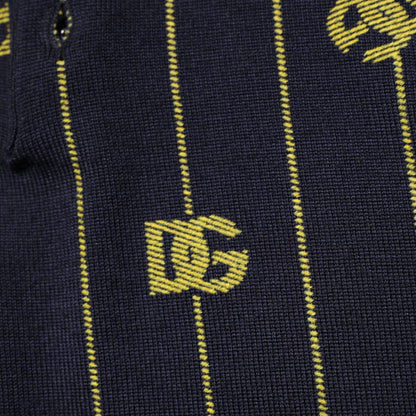 Dolce & Gabbana Black Logo Jacquard Knitted Polo Shirt T-shirt