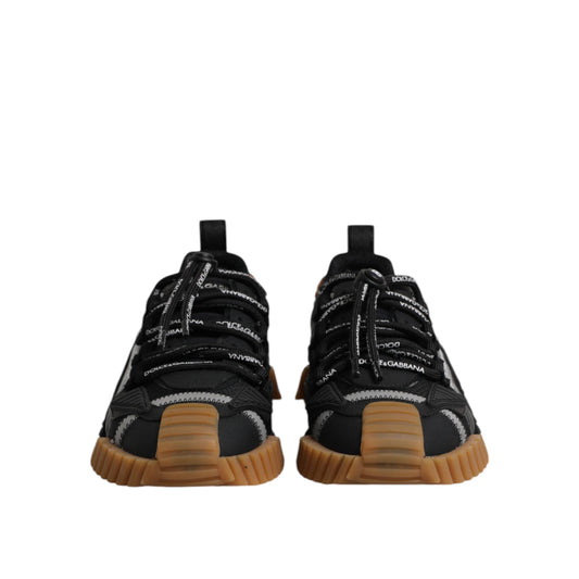 Dolce & Gabbana Black Logo Lace Up Low Top NS1 Sneakers Shoes