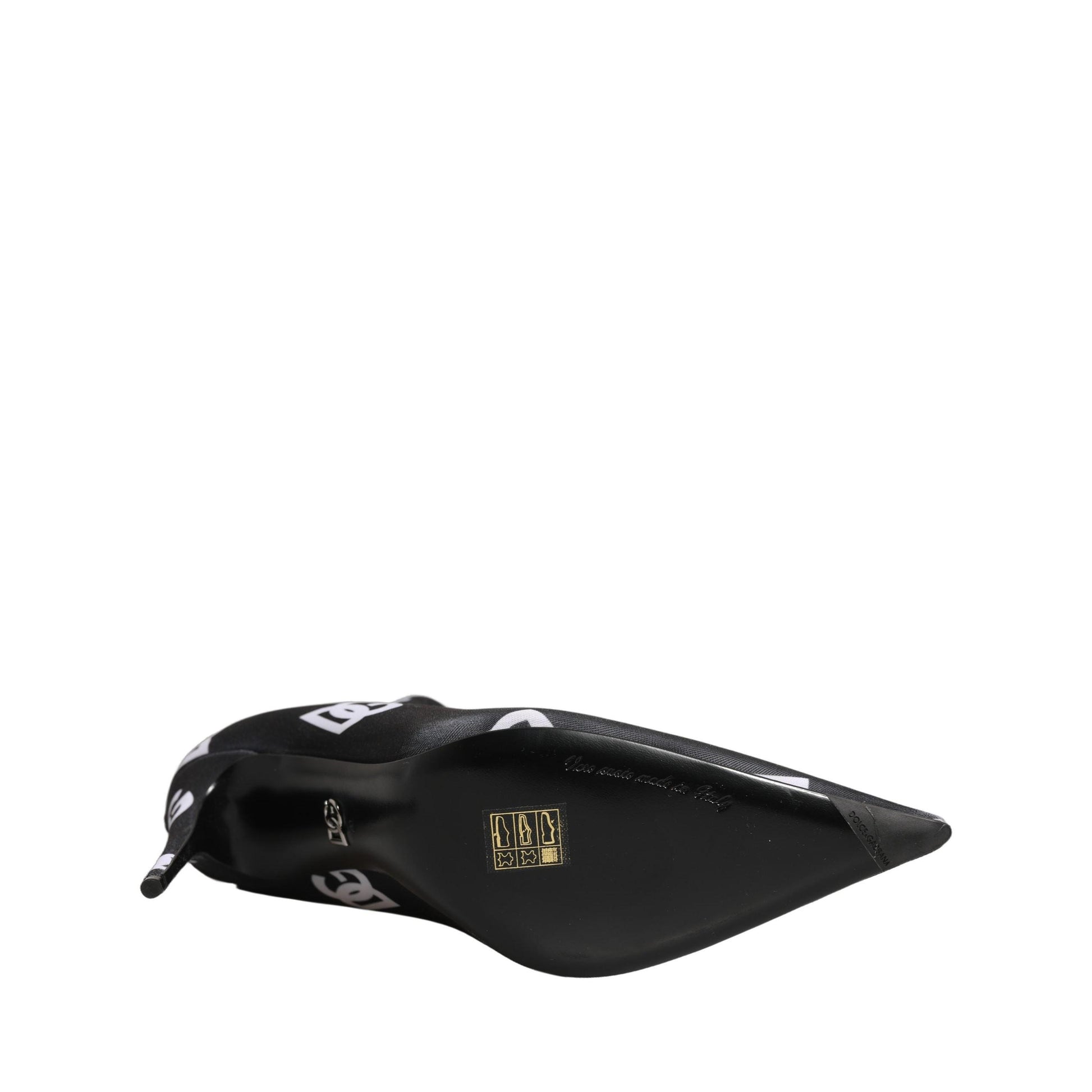 Dolce & Gabbana Black Logo Stretch Heels Ankle Boots Shoes