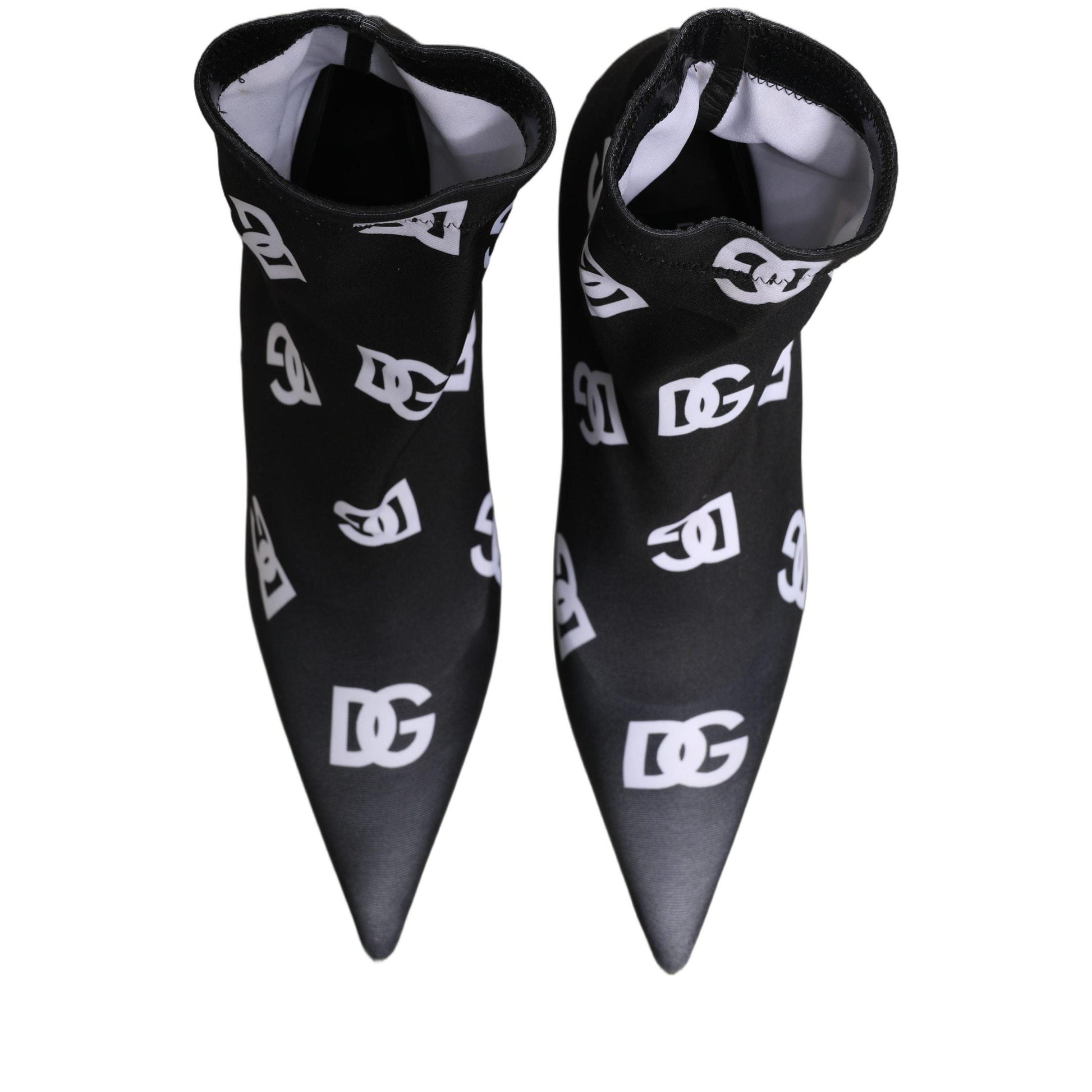 Dolce & Gabbana Black Logo Stretch Heels Ankle Boots Shoes