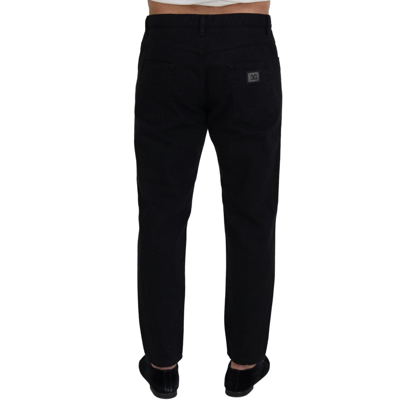 Dolce & Gabbana Black Loose Regular Torn Cotton Jeans
