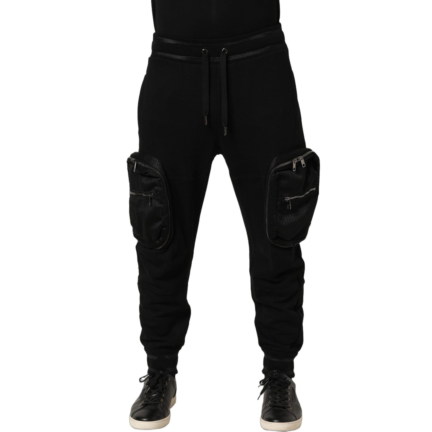 Dolce & Gabbana Black Mid Waist Cargo Jogger Sweatpants Pants