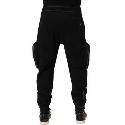 Dolce & Gabbana Black Mid Waist Cargo Jogger Sweatpants Pants