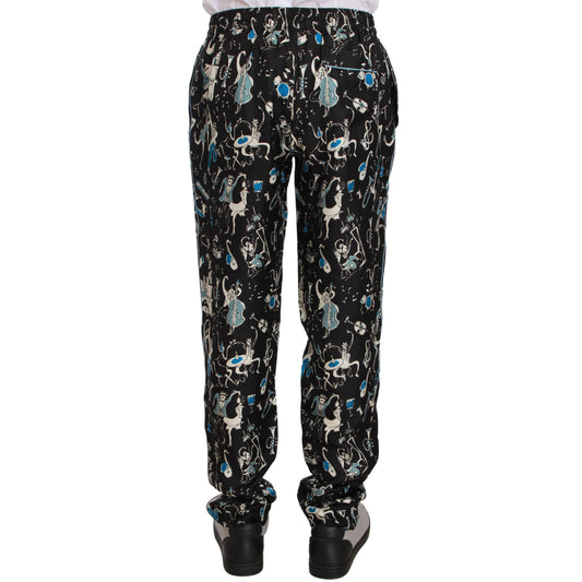 Dolce & Gabbana Black Musical Instrument Sleepwear Pants