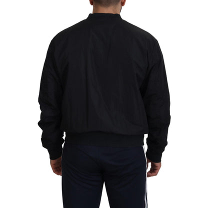 Dolce & Gabbana Black Nylon Logo Bomber Zipper Jacket