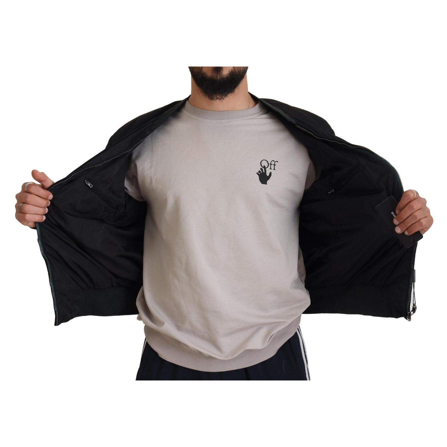 Dolce & Gabbana Black Nylon Logo Bomber Zipper Jacket
