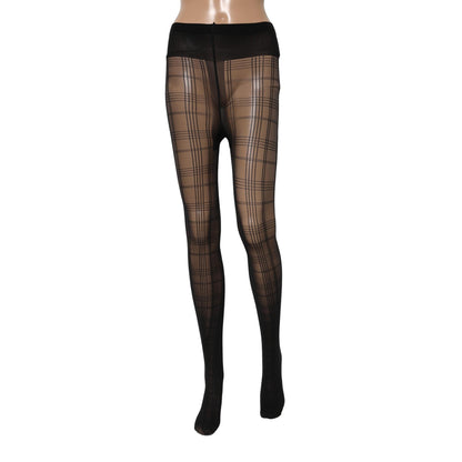 Dolce & Gabbana Black Nylon Tartan Pattern Tights Stockings Socks