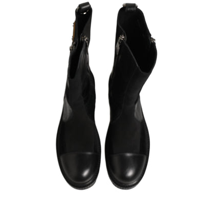Dolce & Gabbana Black Patchwork Leather Mid Calf Boots Shoes