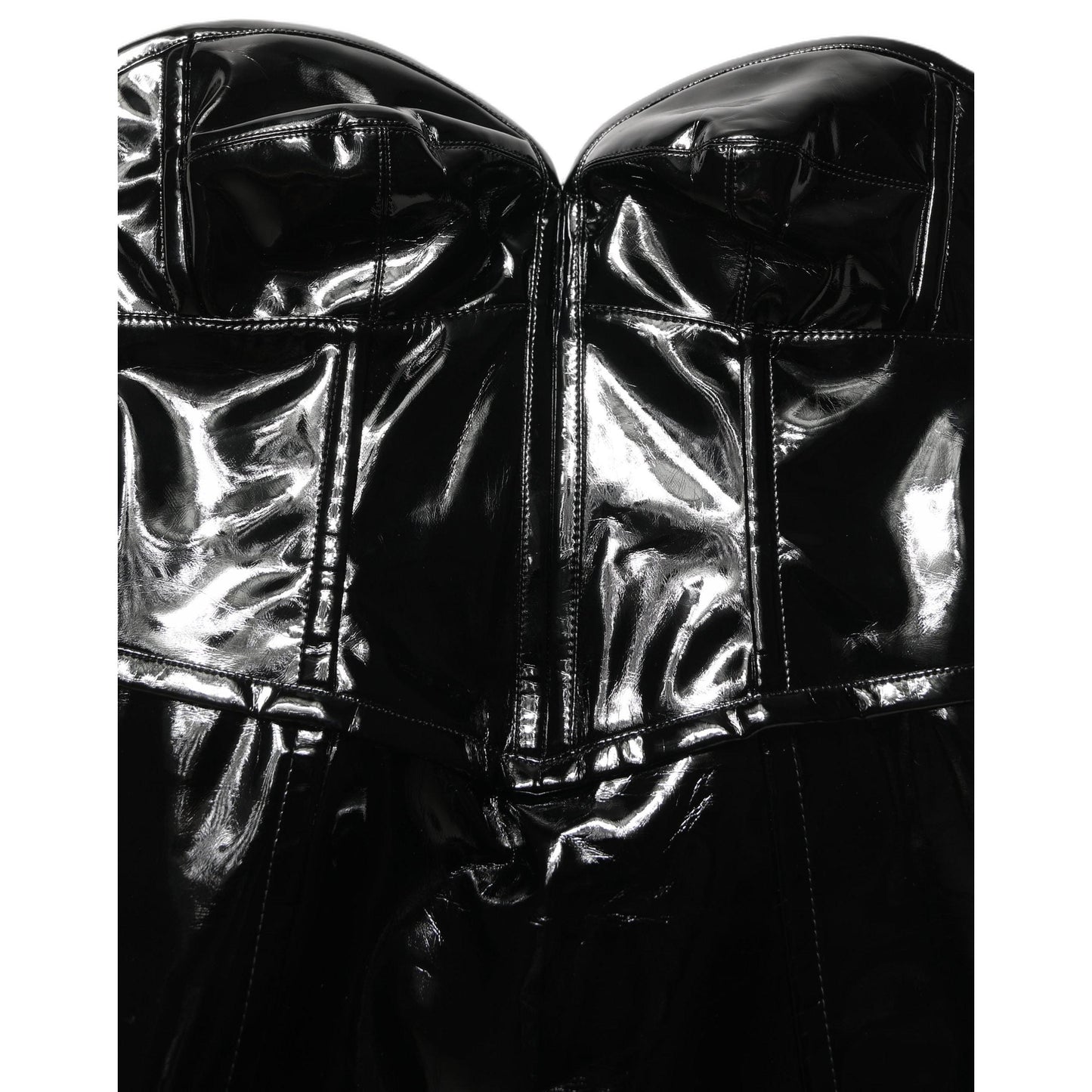 Dolce & Gabbana Black Patent Leather Corset Style Mini Dress