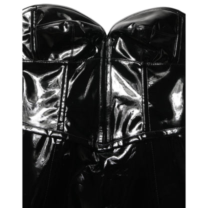 Dolce & Gabbana Black Patent Leather Corset Style Mini Dress