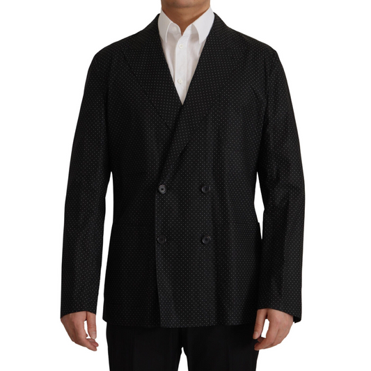 Dolce & Gabbana Black Polka Dotted Cotton Blazer Jacket