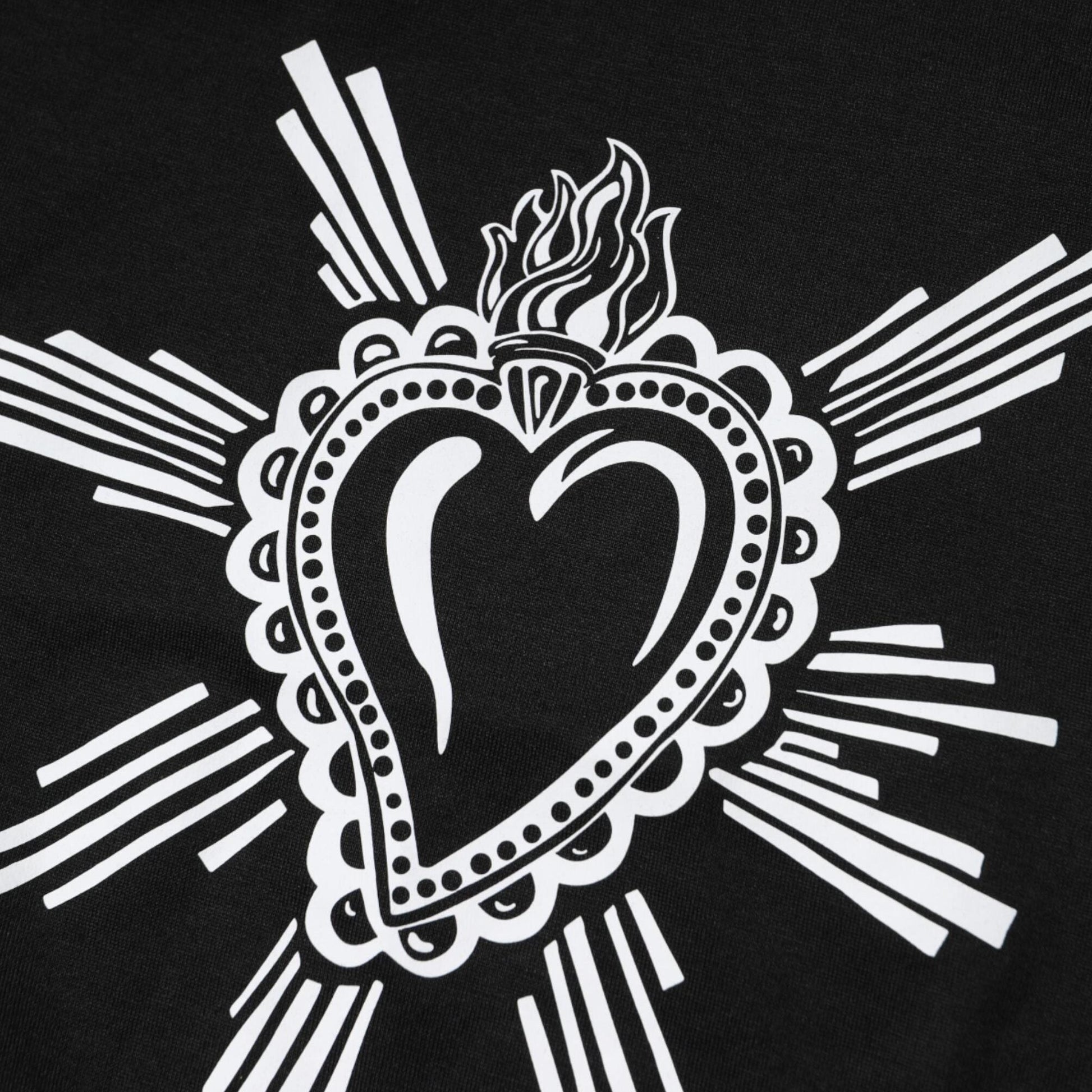 Dolce & Gabbana Black Sacred Heart Cotton Crew Neck T-shirt
