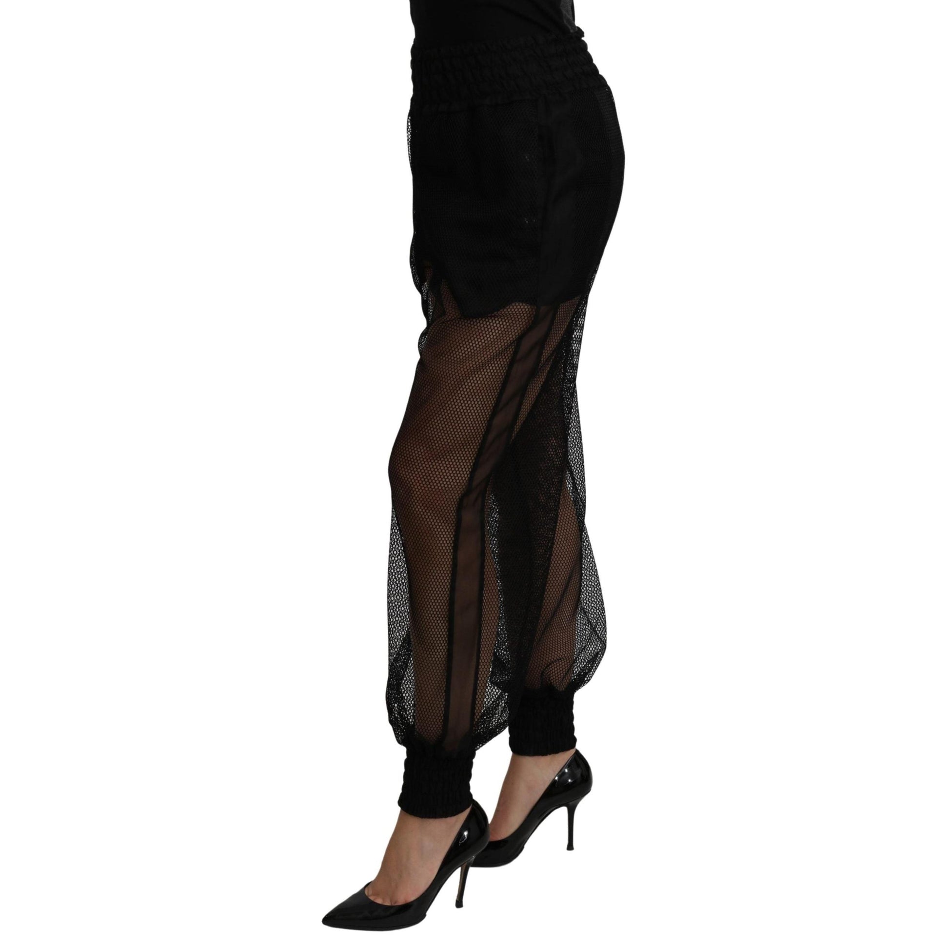 Dolce & Gabbana Black See Through Jogger Polyester Pants