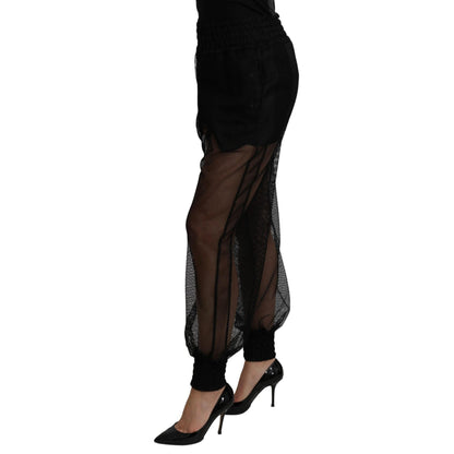 Dolce & Gabbana Black See Through Jogger Polyester Pants