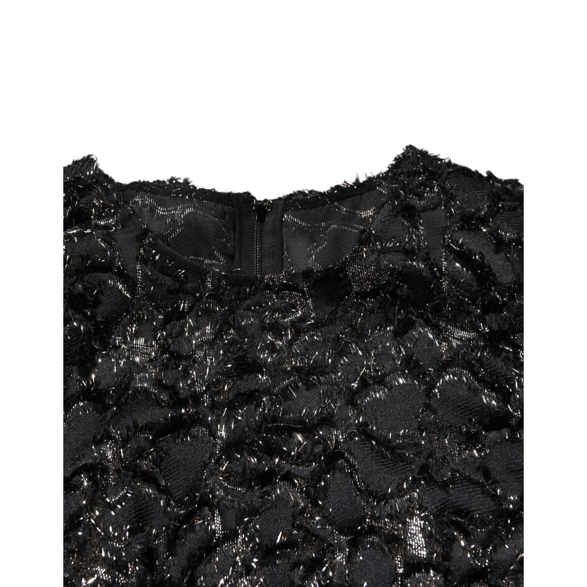 Dolce & Gabbana Black Sequin Bouclé Tweed Sheath Dress