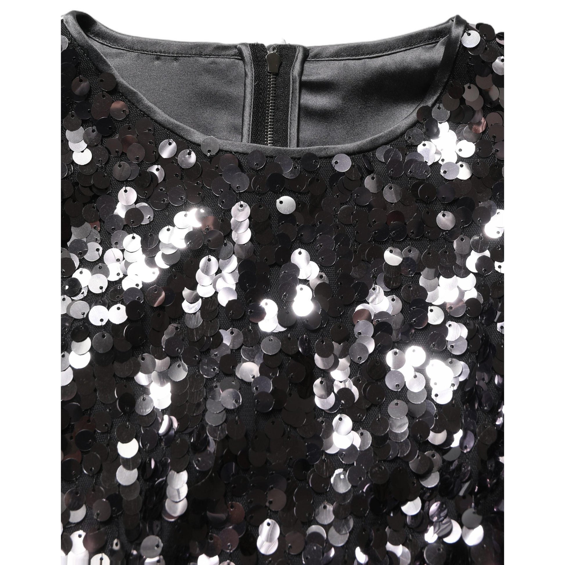 Dolce & Gabbana Black Sequined Long Sleeves Crop Blouse Top