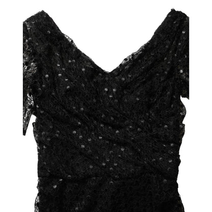 Dolce & Gabbana Black Sequinned Mermaid Evening Gown Dress