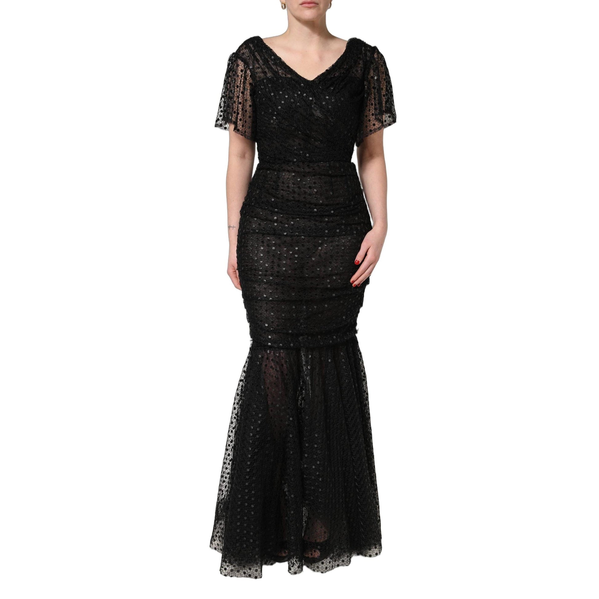 Dolce & Gabbana Black Sequinned Mermaid Evening Gown Dress