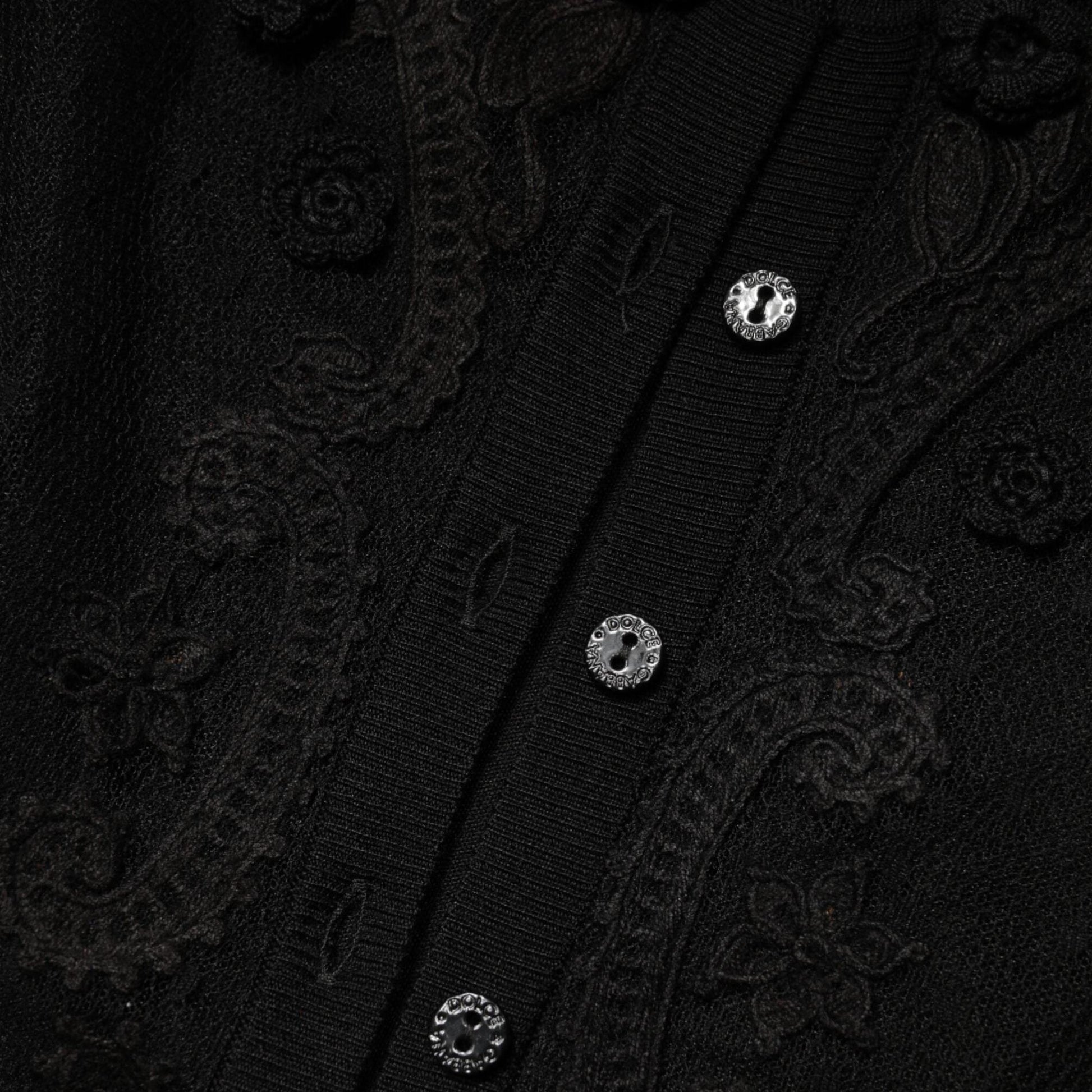Dolce & Gabbana Black Sheer Button Down Cardigan Sweater